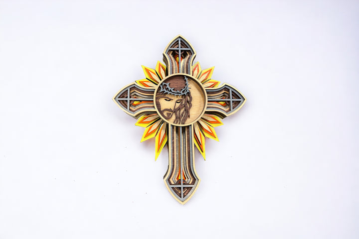 Wall Decoration Cross Jesus Religious Layer Wood Art Mandala 3D Art Multilayer Art Home Decor 7130
