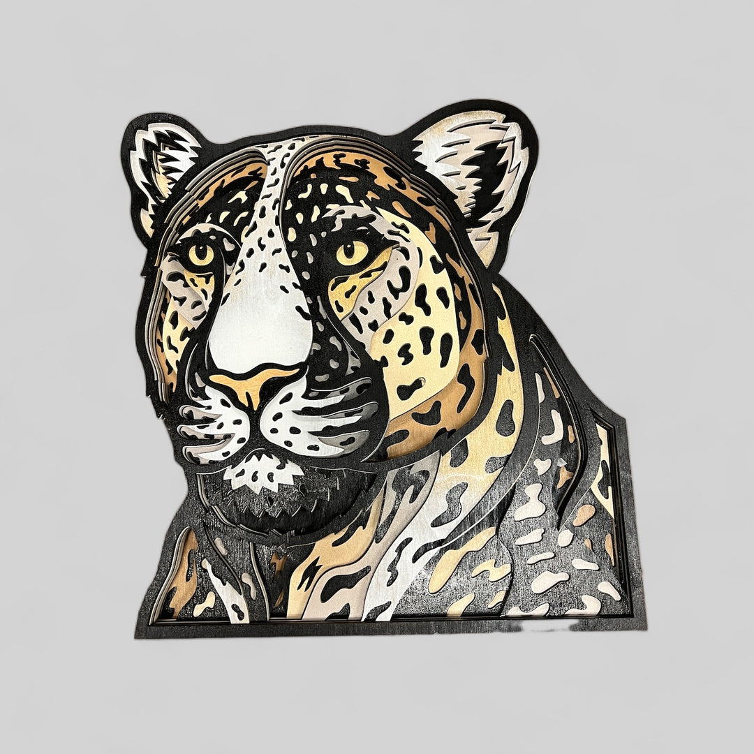 Wall Decoration Leopard Layered Wood Art Mandala 3D Art