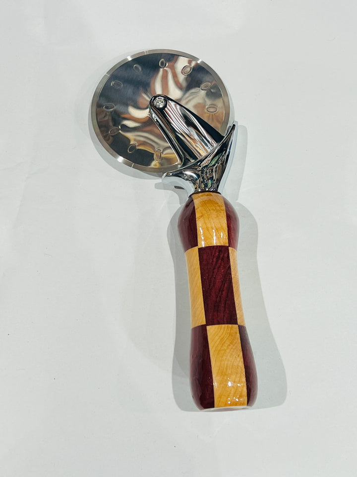 Pizza Cutter Multiple Hardwood Handle with Stainless Steel Rotary Blade 9906