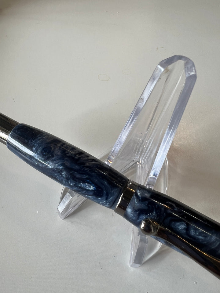 Pen Fountain Navy Blue Swirl Acrylic with Gunmetal Hardware