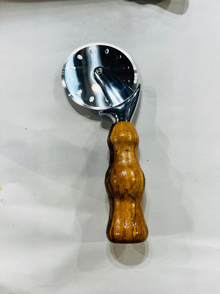 Pizza Cutter Multiple Hardwood Handle with Stainless Steel Rotary Blade 9954