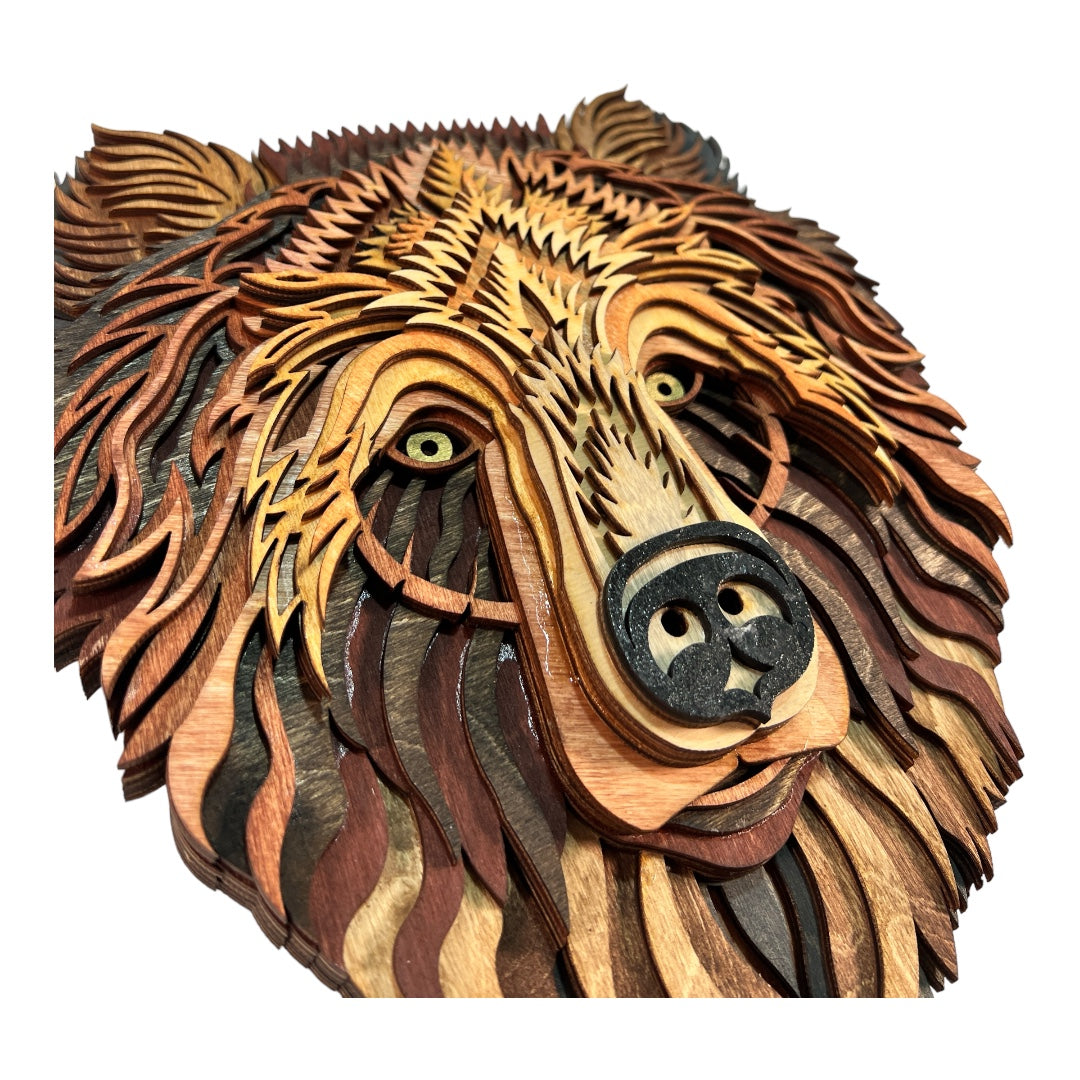 Wall Decoration Bear Head Multilayer Mandala 3D Wood Art