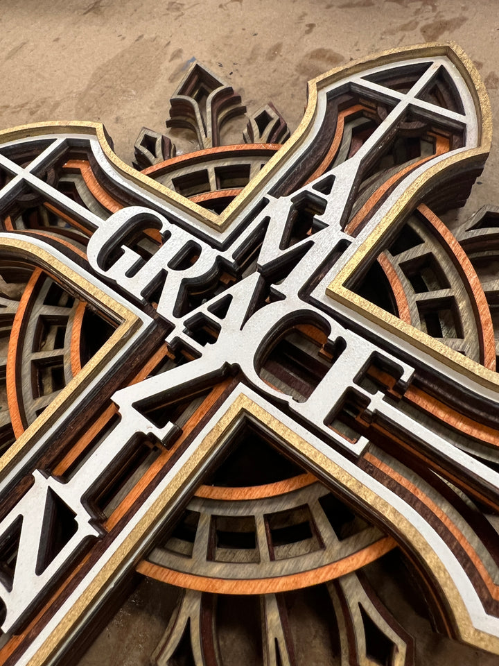 Wall Decoration Cross “Amazing Grace” Layer Mandala 3D Art Multilayer 76535