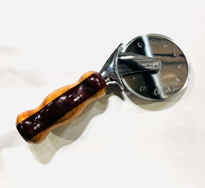 Pizza Cutter Multiple Hardwood Handle with Stainless Steel Rotary Blade 9949