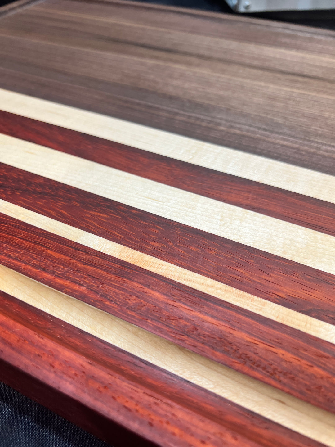 Edge Grain Extra Large Padauk, Maple and Walnut Cutting Board
