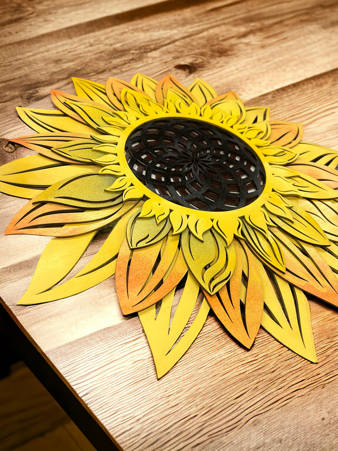 Wall Decoration Sunflower Layer Wood Art Mandala 3D Art Multilayer Art 2410
