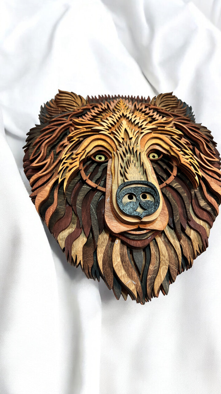 Wall Decoration Bear Head Multilayer Mandala 3D Wood Art