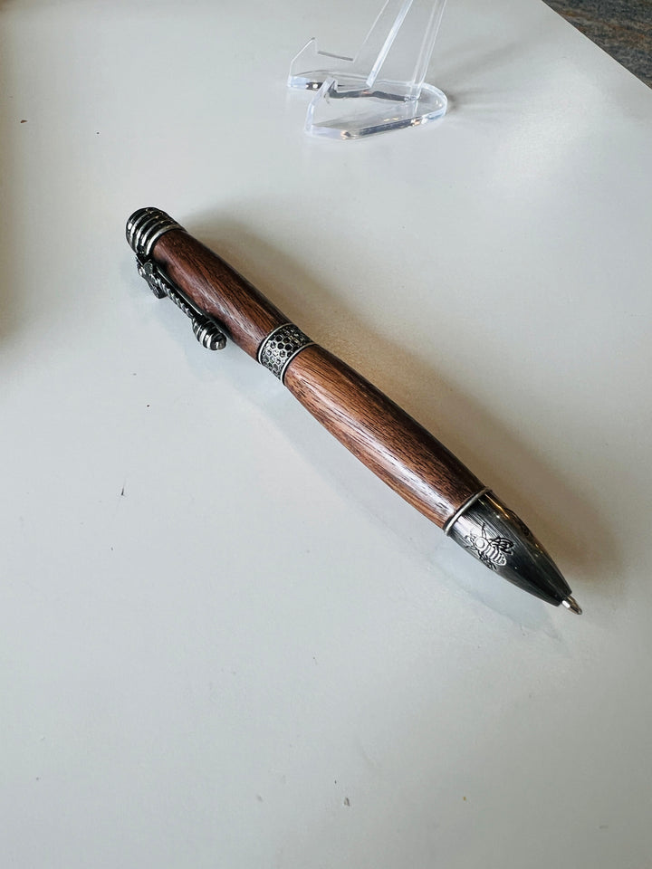 Pen Ballpoint Honey Bee Theme Walnut Gunmetal Hardware