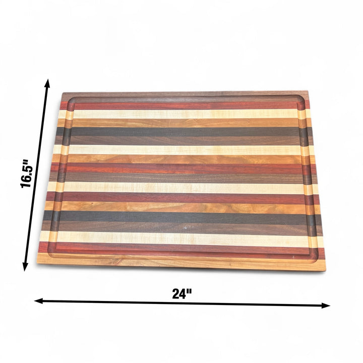Edge Grain Walnut, Padauk, Maple, and Wenge Cutting Board