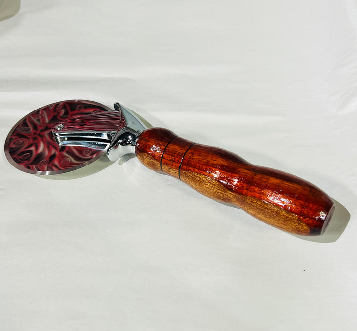 Pizza Cutter Multiple Hardwood Handle with Stainless Steel Rotary Blade 9975