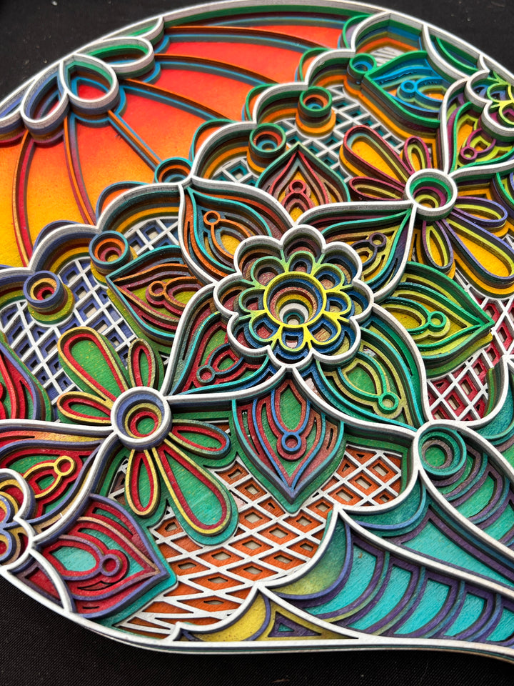 Hot air balloon Mandala 3D Art Multilayer Wood
