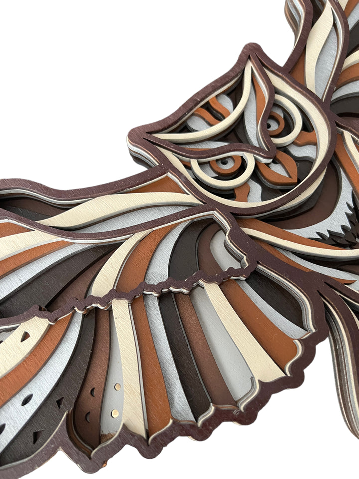 Wall Decoration Owl Flying 3D Art Multilayer Wood Art 2387