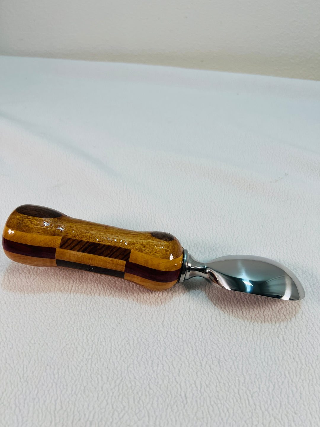 Ice Cream Scoop Multi Hardwoods Handle with Paddle Stainless Steel Scoop