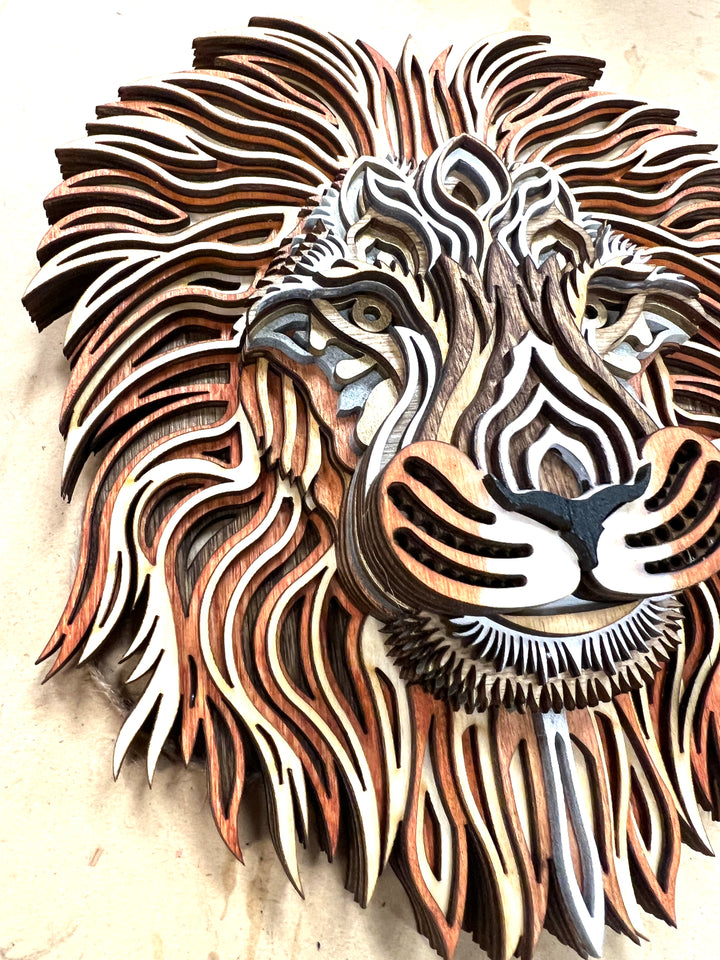 Wall Decoration Lion Head Layered Wood Art Mandala 3D Art