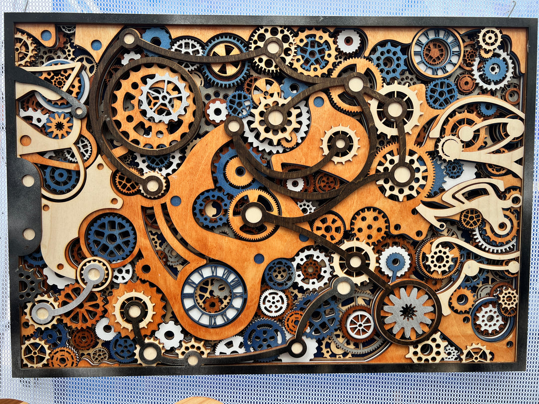 Clock works Art Multilayer Spiritual Wood Art