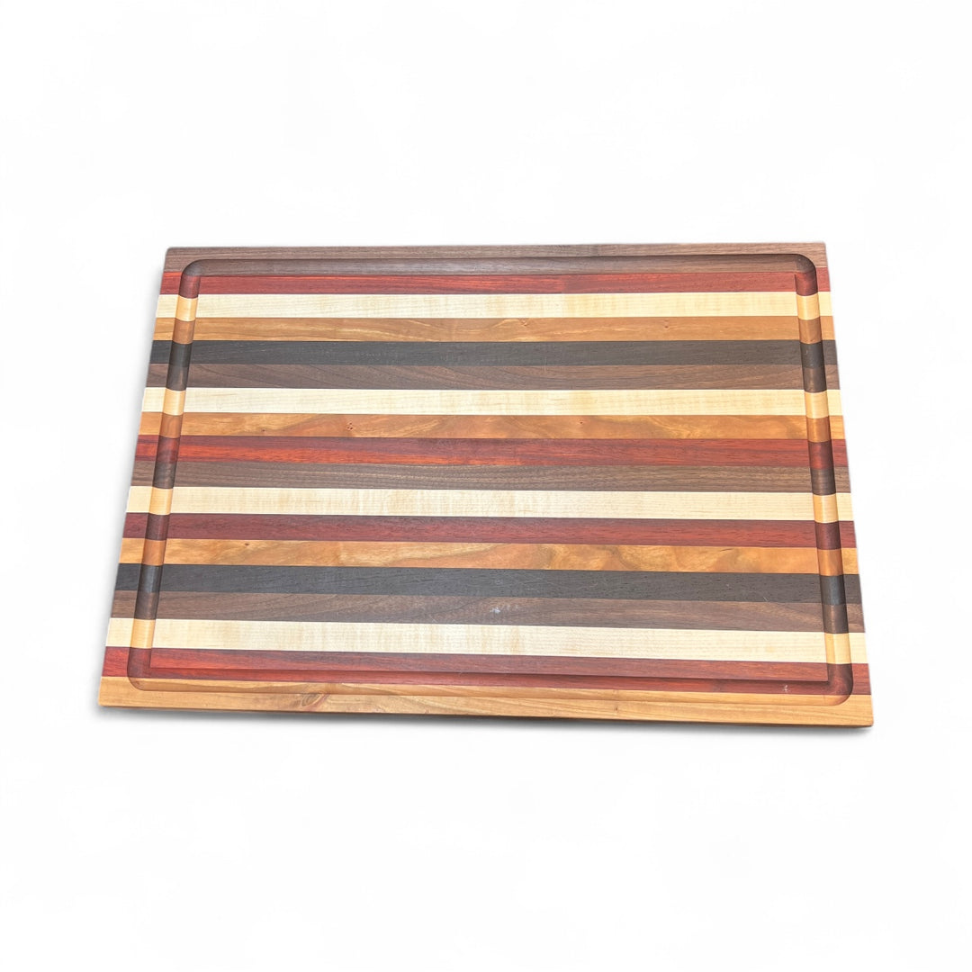 Edge Grain Walnut, Padauk, Maple, and Wenge Cutting Board