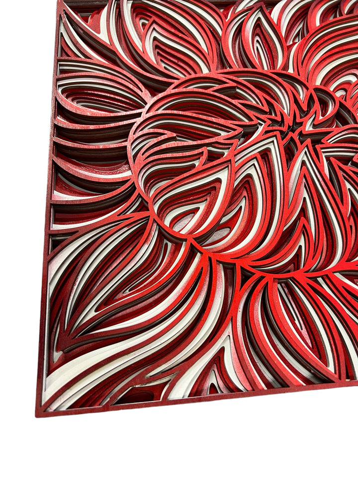 Wall Decoration Peony Flower Burst Wood Layer Art Mandala 3D Art Multilayer Art 2393