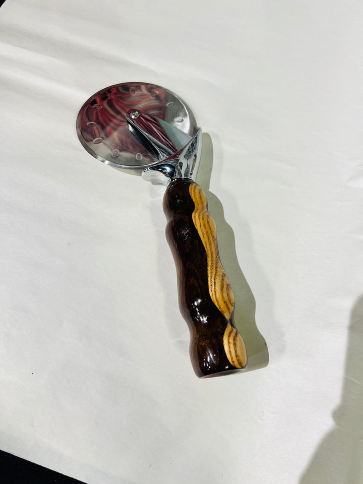 Pizza Cutter Multiple Hardwood Handle with Stainless Steel Rotary Blade 9977