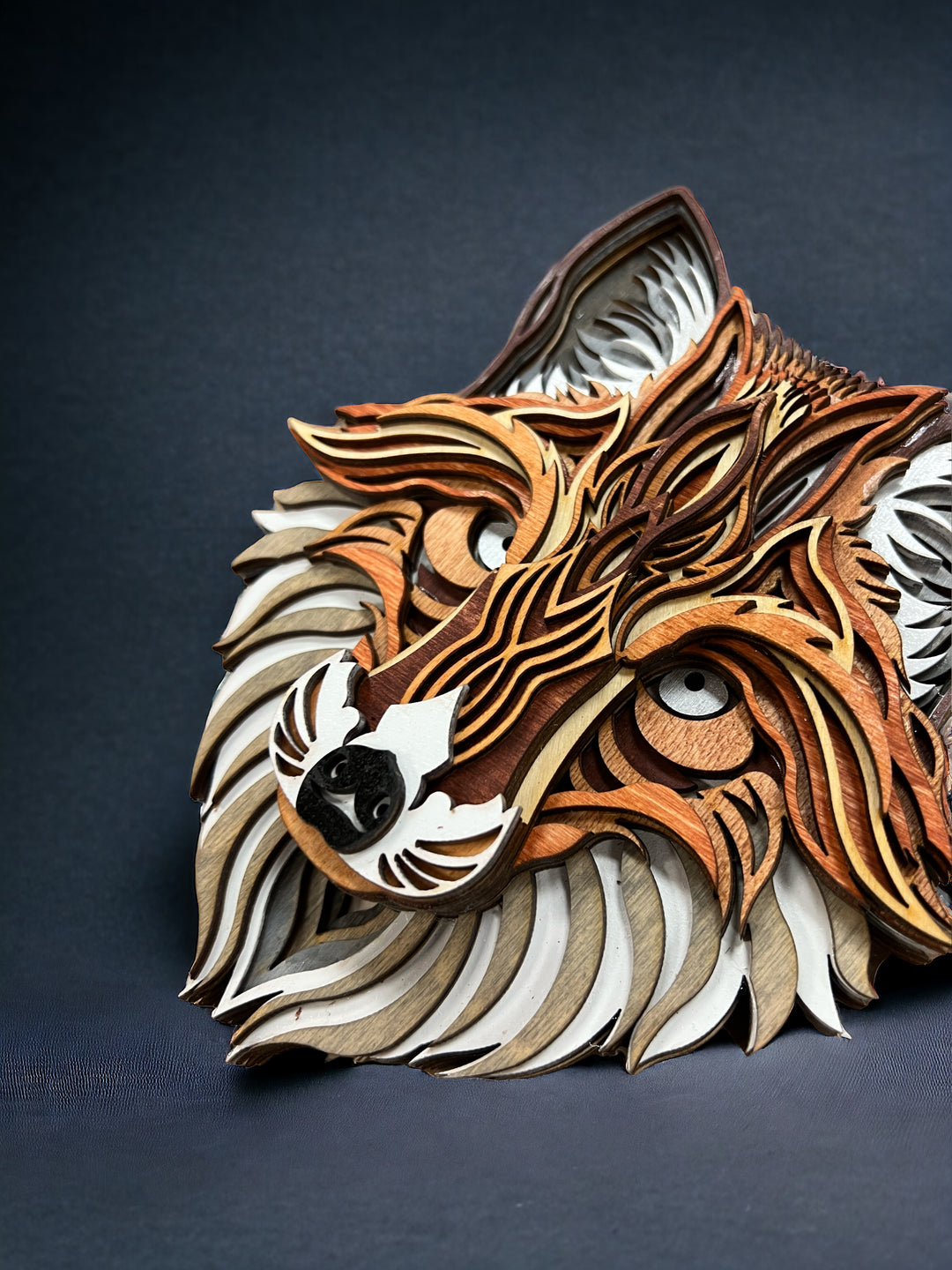 Wall Decoration Fox Head Detailed Layered Wood Art Mandala 3D Art