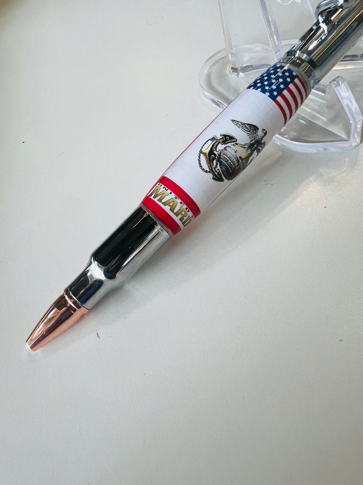 Pen Ballpoint Marine Theme Bullet Two Tone Silver Rose gold Hardware