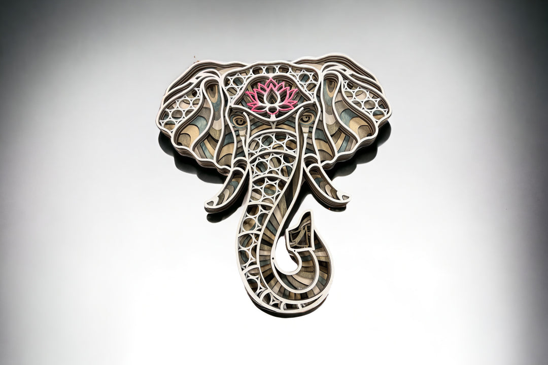 Wall Decoration Elephant Mandala 3D Art Multilayer Spiritual Wood Art 2354