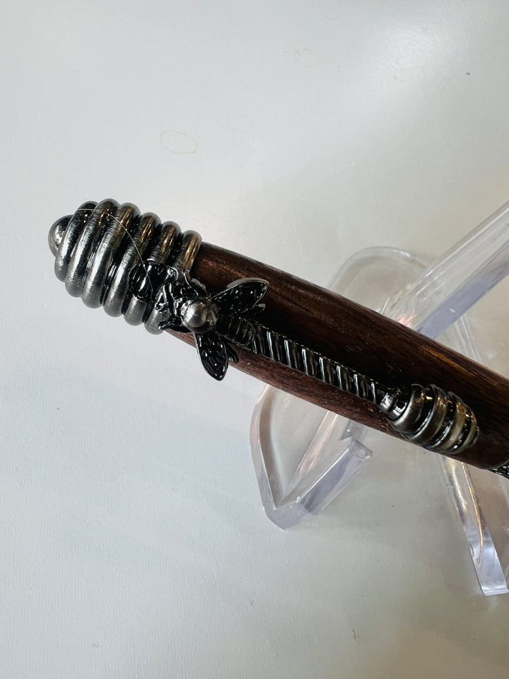 Pen Ballpoint Honey Bee Theme Walnut Gunmetal Hardware