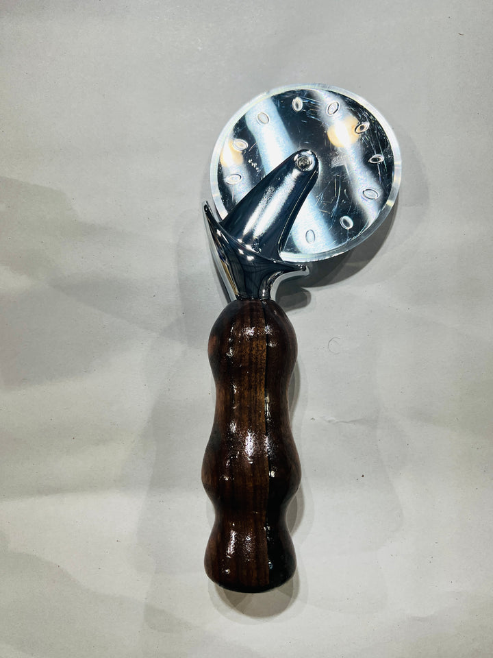 Pizza Cutter Clara Walnut Handle with Acrylic Stainless Steel Rotary Blade 9951