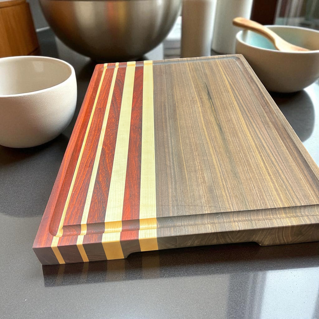 Edge Grain Extra Large Padauk, Maple and Walnut Cutting Board