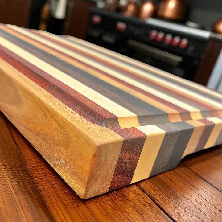 Edge Grain Walnut, Padauk, Maple, and Wenge Cutting Board