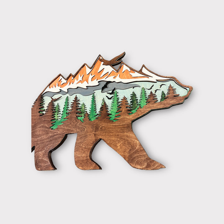 Wall Decoration Bear Scene Layer Wood Art Mandala 3D Art Multilayer
