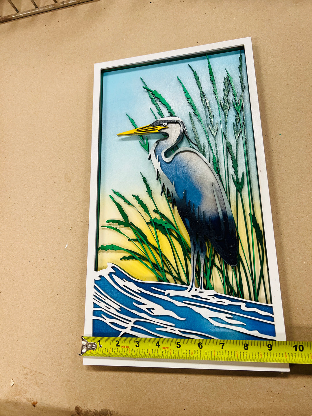 Wall Decoration Blue Heron Crane Wood Layer Art Mandala 3D Art Multilayer