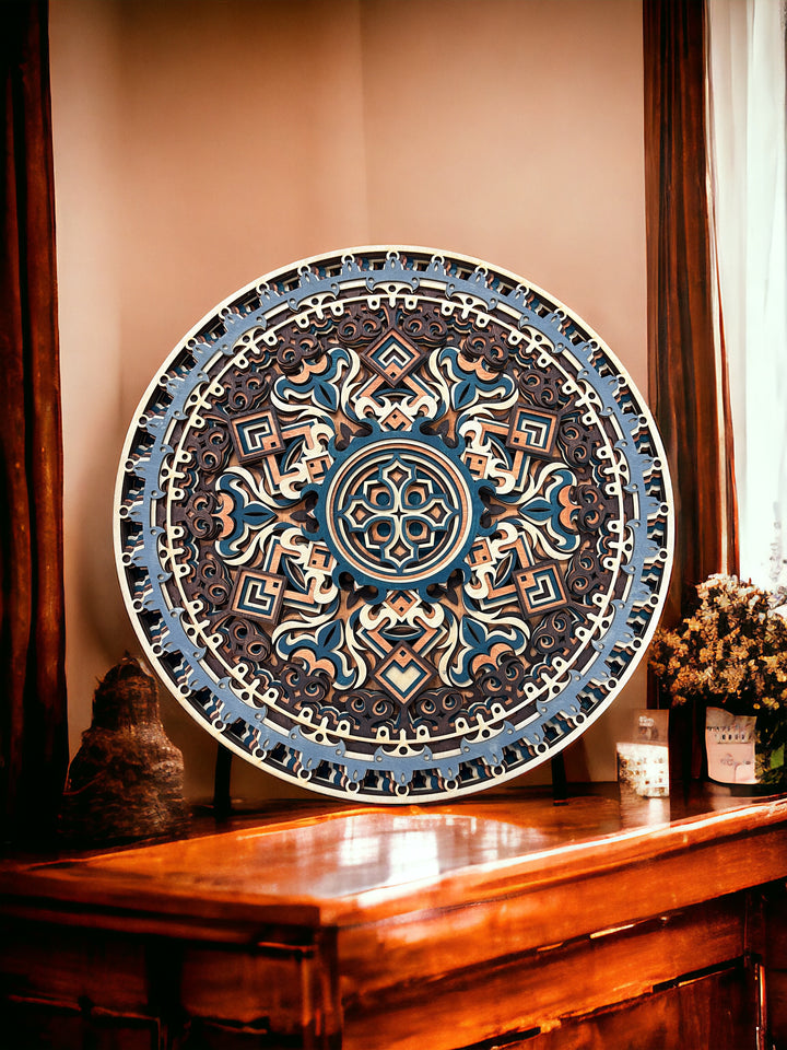 Wall Decoration Round Circle Circular Mandala 3D Art Multilayer Circular Spiritual Wood Art 2510