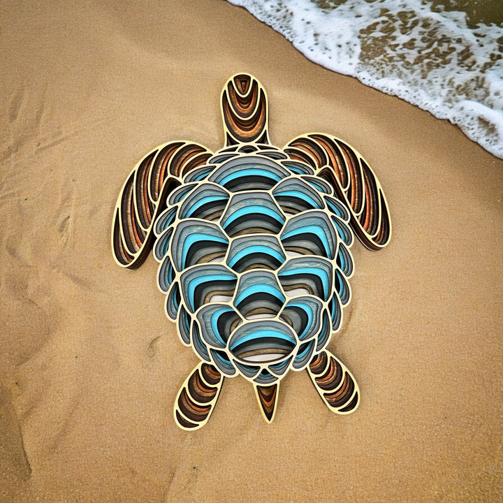 Wall Decoration Sea Turtle Layer Wood Art Mandala 3D Art Multilayer Art