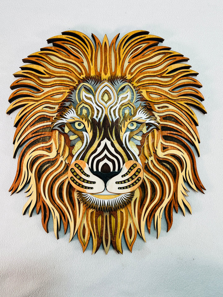 Wall Decoration Lion Head Layered Wood Art Mandala 3D Art