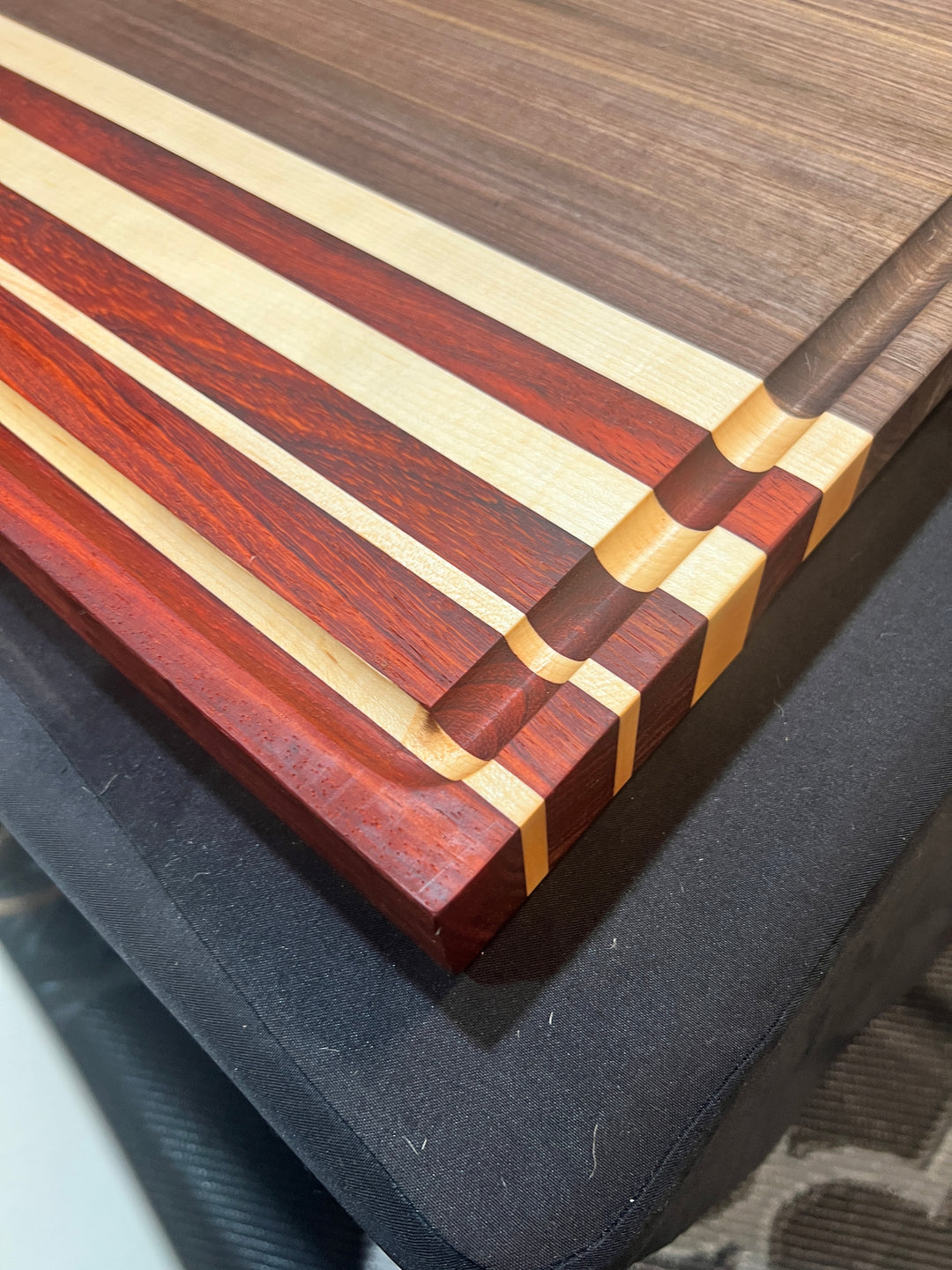 Edge Grain Extra Large Padauk, Maple and Walnut Cutting Board