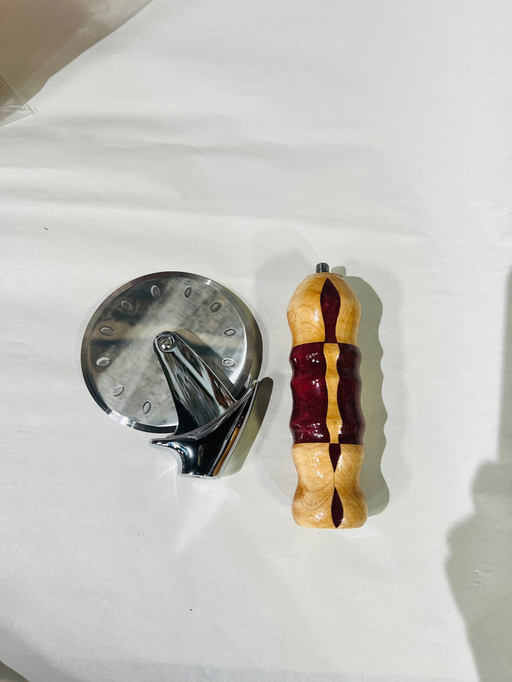 Pizza Cutter Multiple Hardwood Handle with Stainless Steel Rotary Blade 9979