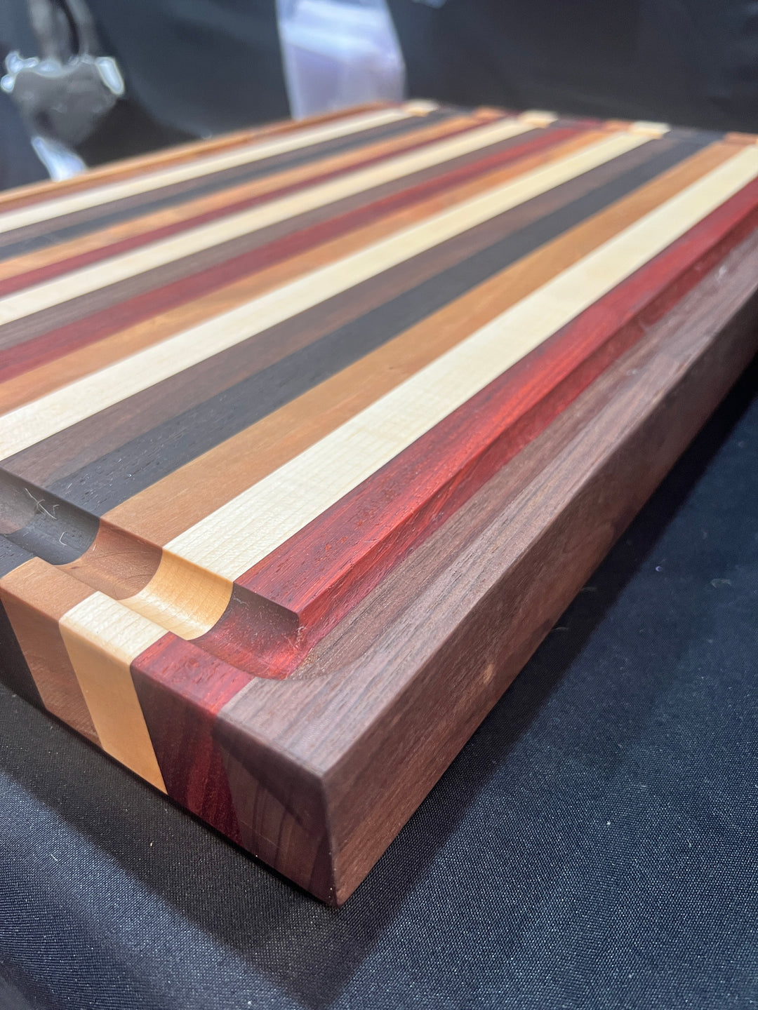 Edge Grain Walnut, Padauk, Maple, and Wenge Cutting Board