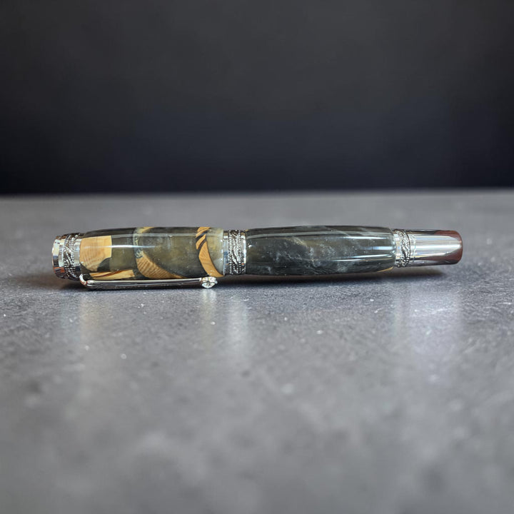 Rollerball Mammoth Bone snd Resin Pen with Gunmetal Hardware