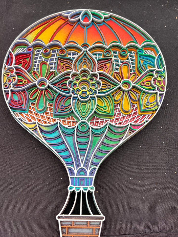 Hot air balloon Mandala 3D Art Multilayer Wood