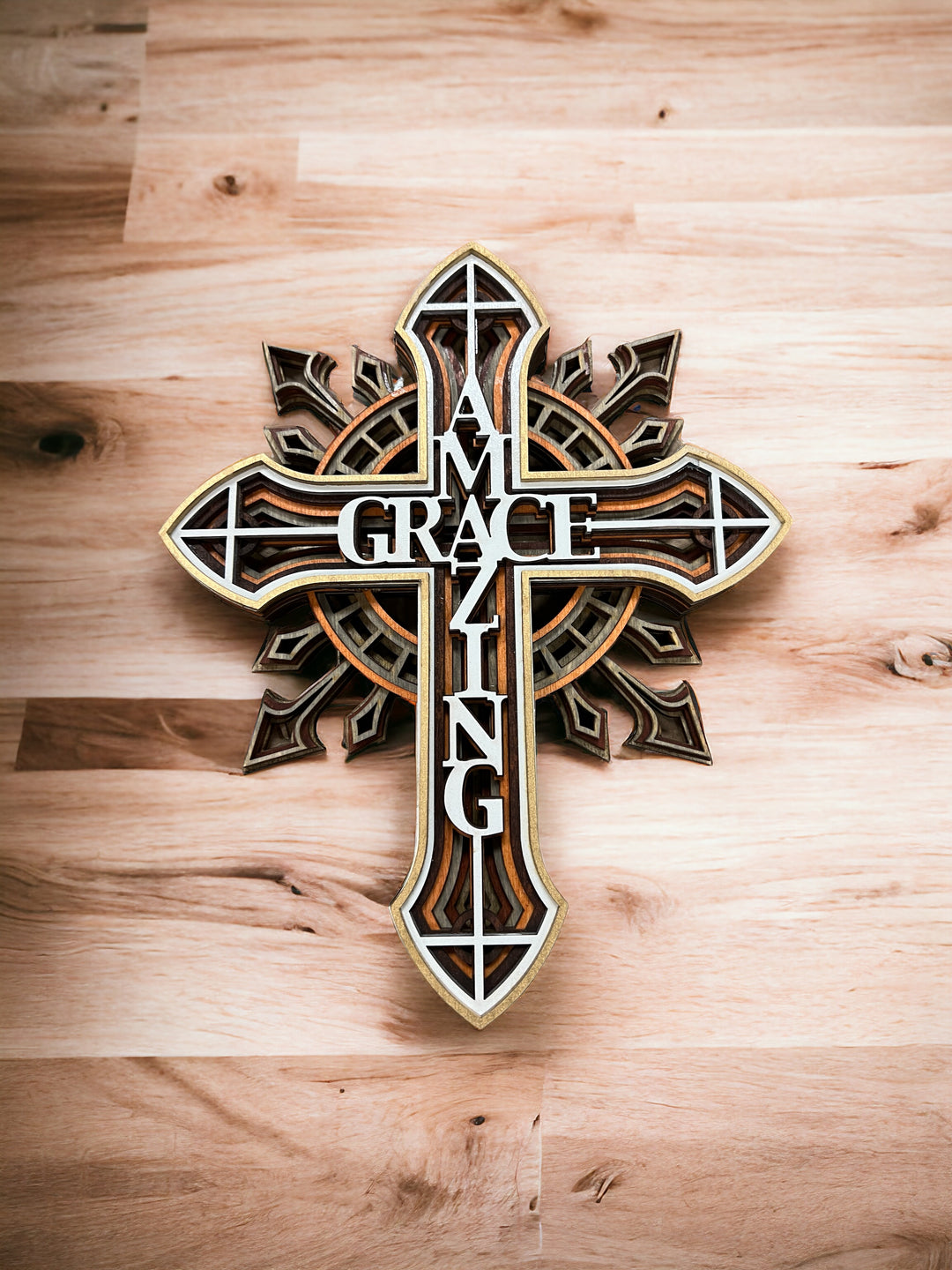 Wall Decoration Cross “Amazing Grace” Layer Mandala 3D Art Multilayer 76535
