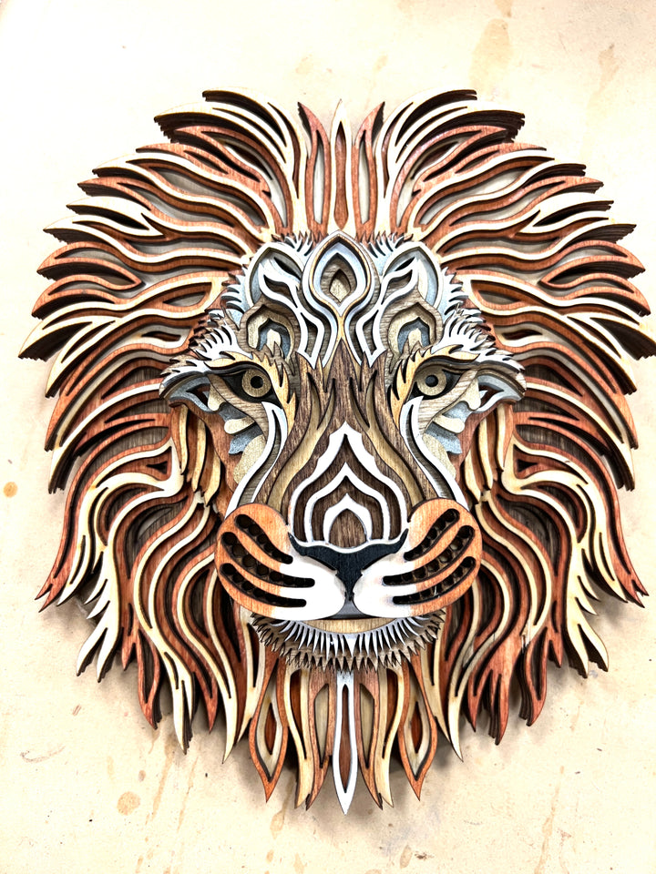 Wall Decoration Lion Head Layered Wood Art Mandala 3D Art 2378