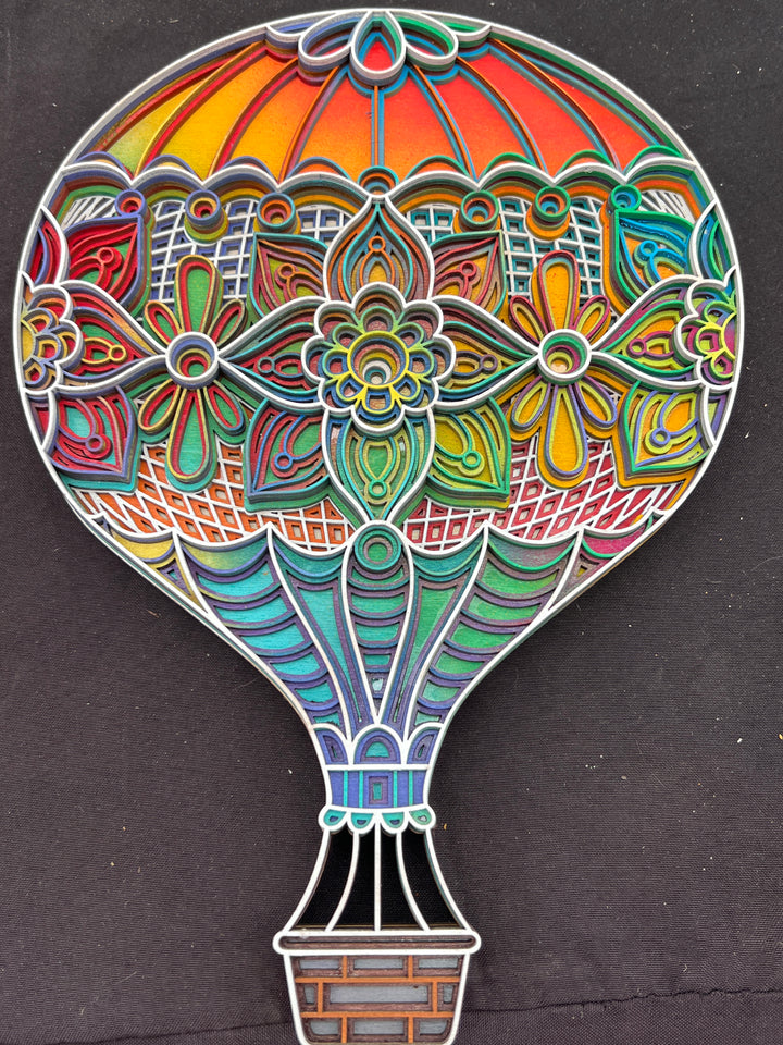 Hot air balloon Mandala 3D Art Multilayer Wood