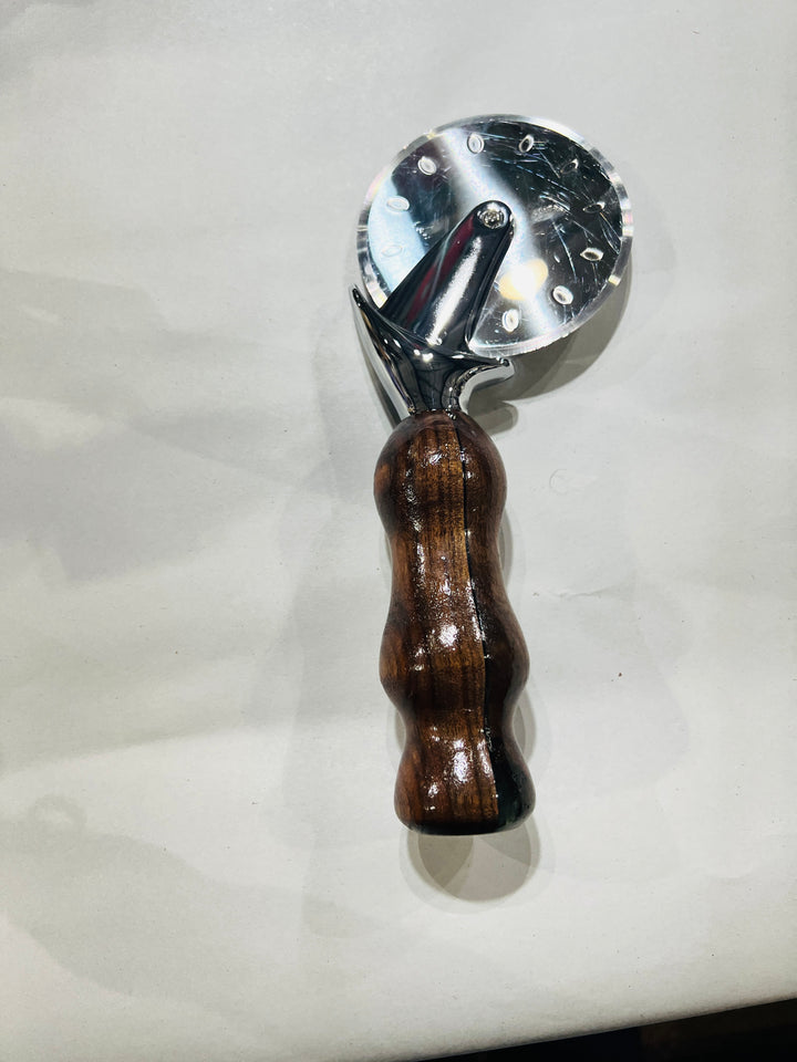 Pizza Cutter Clara Walnut Handle with Acrylic Stainless Steel Rotary Blade 9951