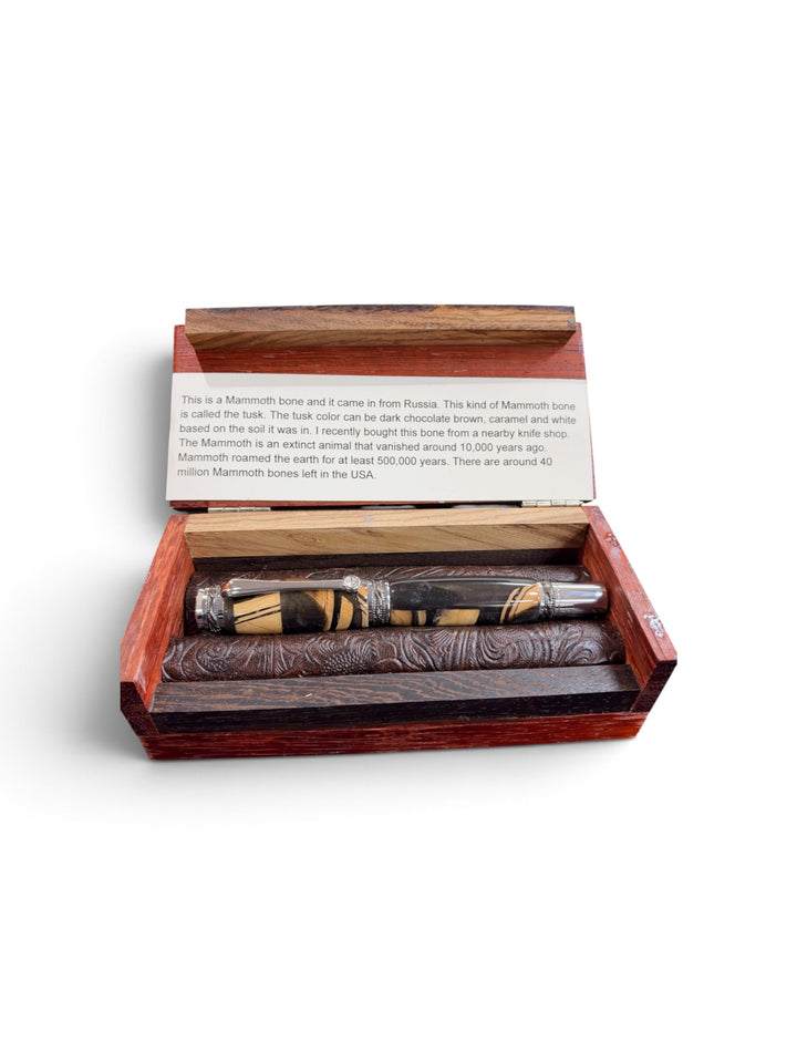Rollerball Mammoth Bone snd Resin Pen with Gunmetal Hardware