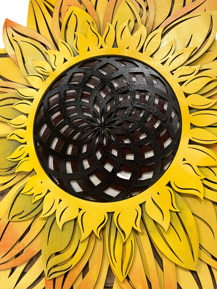 Wall Decoration Sunflower Layer Wood Art Mandala 3D Art Multilayer Art 2410
