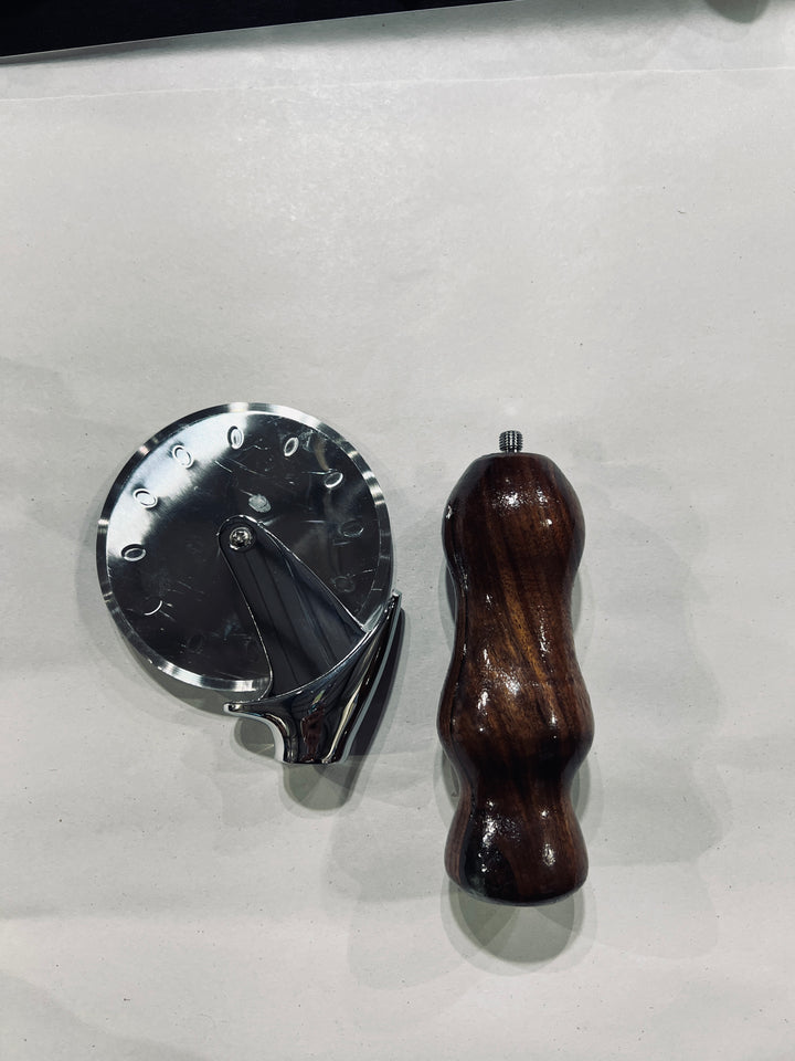 Pizza Cutter Clara Walnut Handle with Acrylic Stainless Steel Rotary Blade 9951