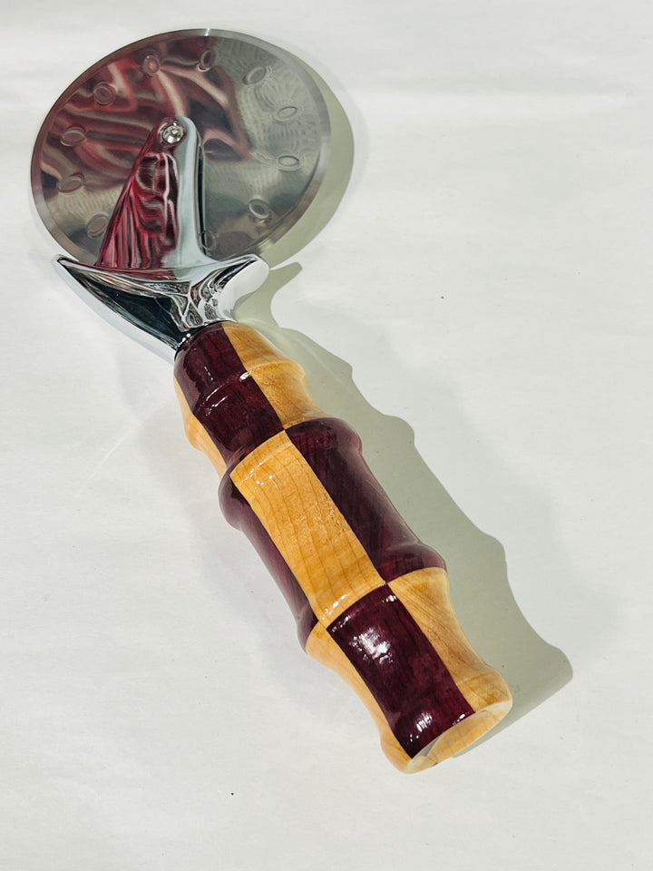Pizza Cutter Multiple Hardwood Handle with Stainless Steel Rotary Blade 9976