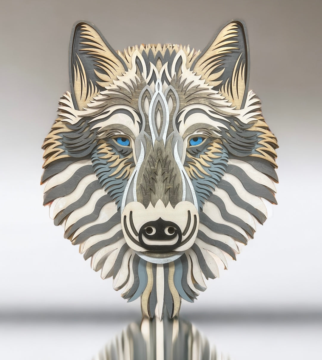 Wall Decoration Wolf Mandala 3D Art Multilayer Wood