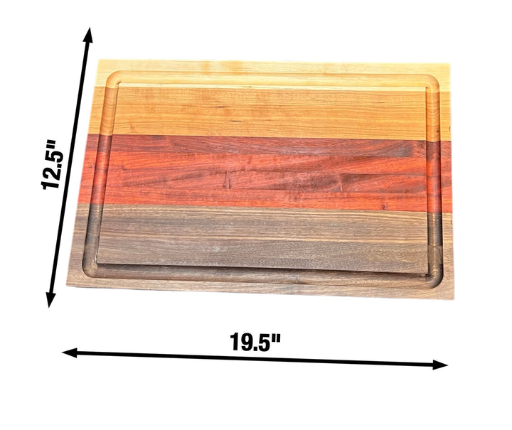 Edge Grain Maple, Cherry, Padauk, and Walnut Cutting Board