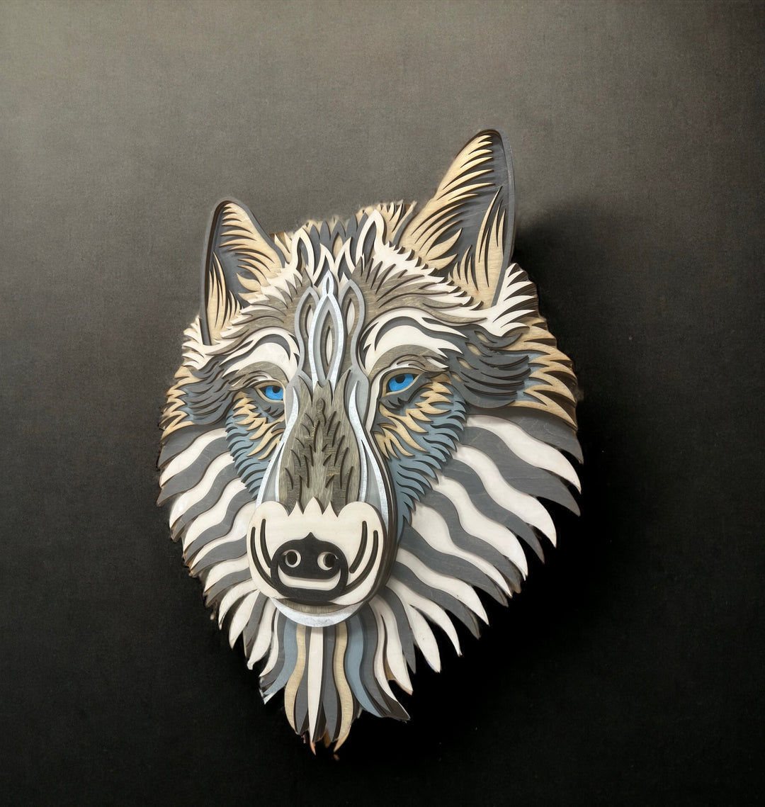 Wall Decoration Wolf Mandala 3D Art Multilayer Wood 2435
